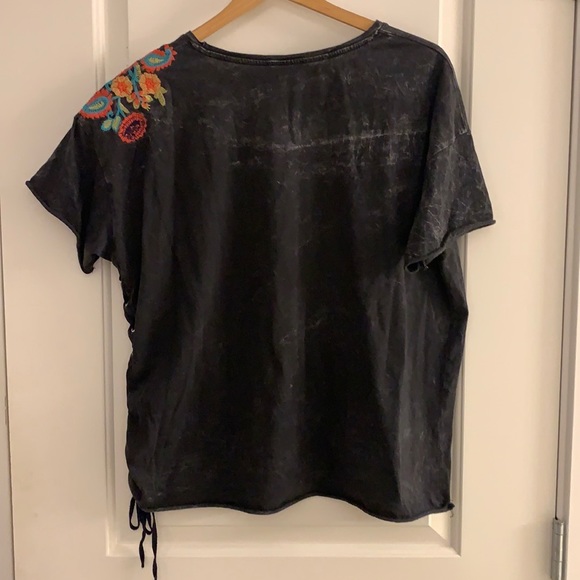 LTB Charcoal Black Embroidered Tie Dye T-Shirt - Picture 5 of 10